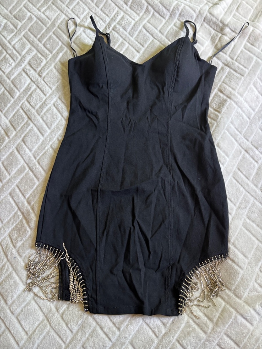 Haute Monde Black Beaded Fringe Bodysuit